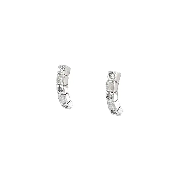 Fine White Gold Earrings with Shining Zircones