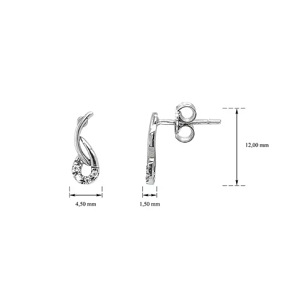 Earrings with Minimalist Beauty of Zircon and White Gold