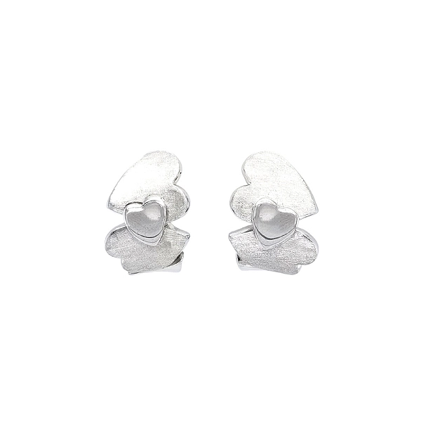 White Gold Heart Earrings
