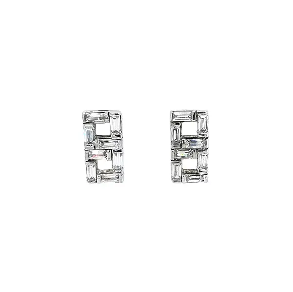 Earrings with White Gold Zircons