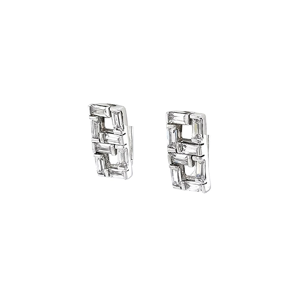 Earrings with White Gold Zircons