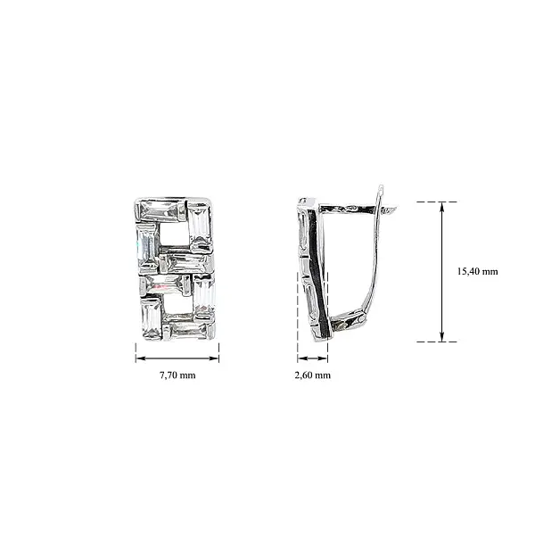 Earrings with White Gold Zircons