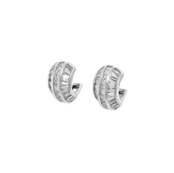 Round Earrings with White Gold Zircons