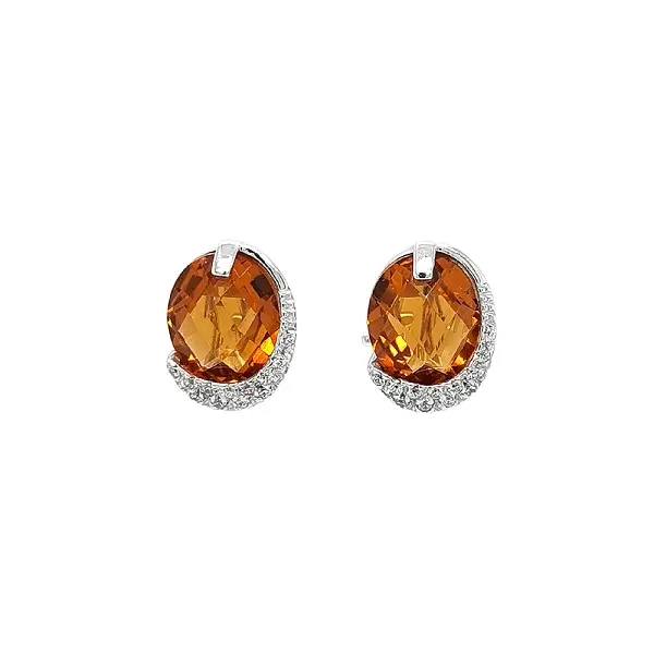 White Gold Citrine Earrings