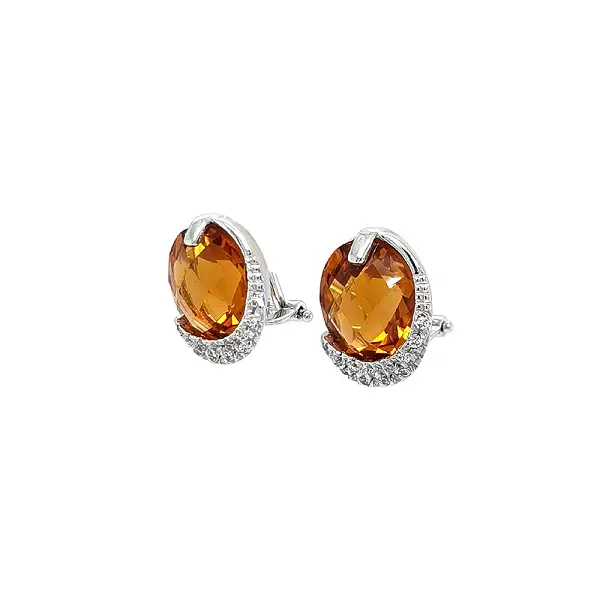 White Gold Citrine Earrings