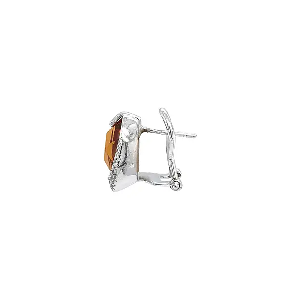 White Gold Citrine Earrings