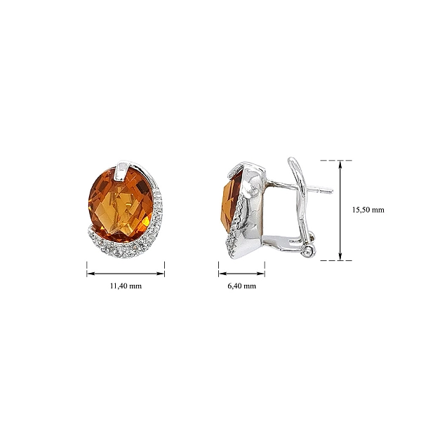 White Gold Citrine Earrings