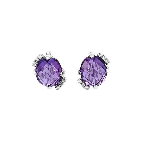 White Gold Amethyst Earrings
