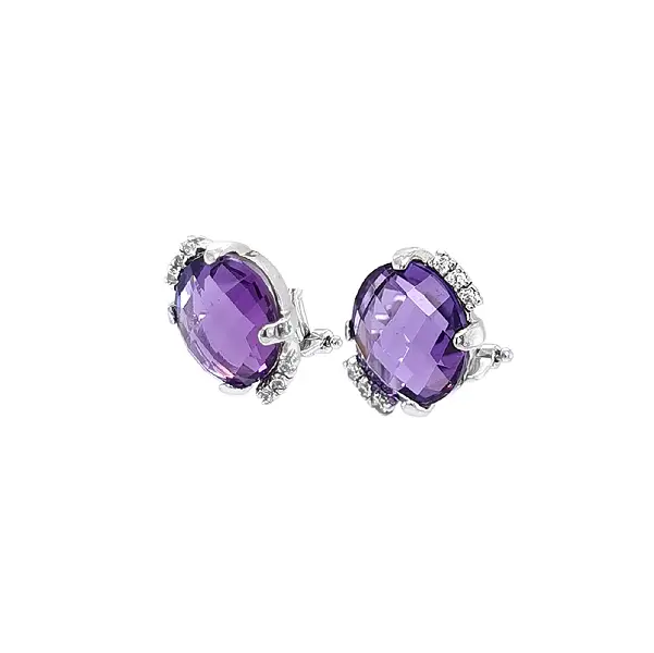 White Gold Amethyst Earrings