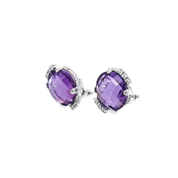 White Gold Amethyst Earrings