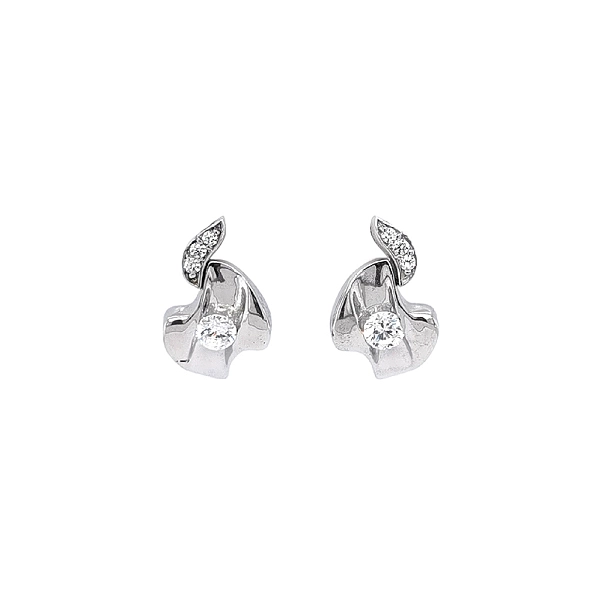 Earrings with White Gold Zircons