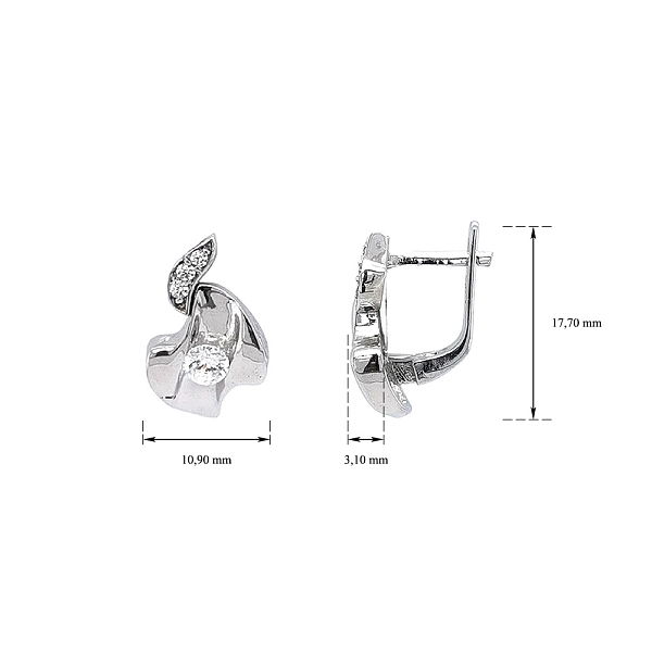 Earrings with White Gold Zircons