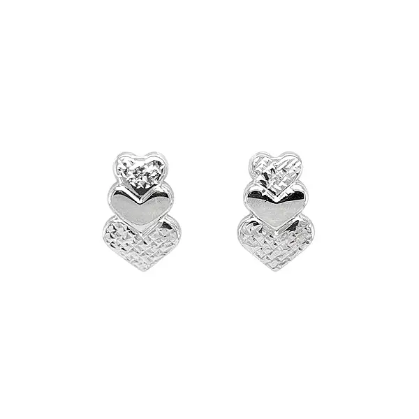 White Gold Heart Earrings