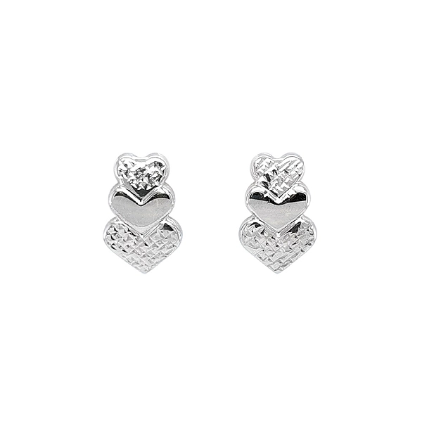 White Gold Heart Earrings