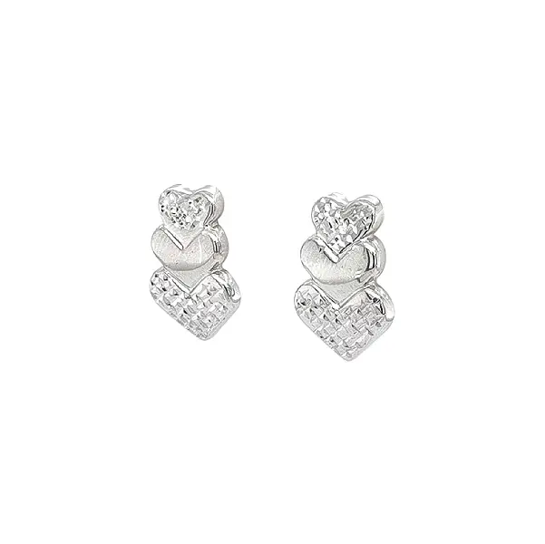 White Gold Heart Earrings