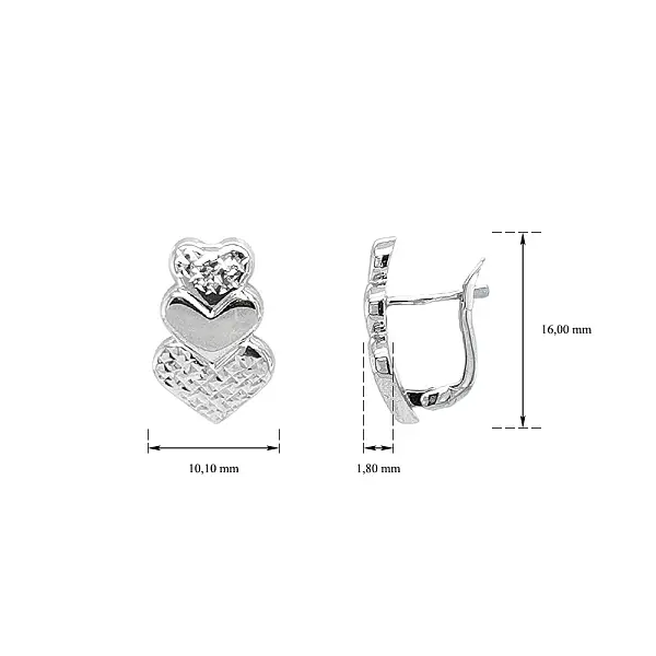 White Gold Heart Earrings