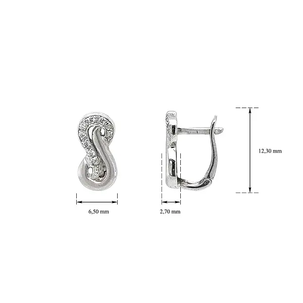 Earrings with White Gold Zircons