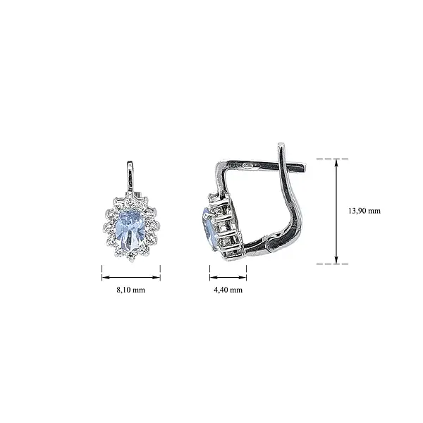 White Gold Earrings with Blue Topaz