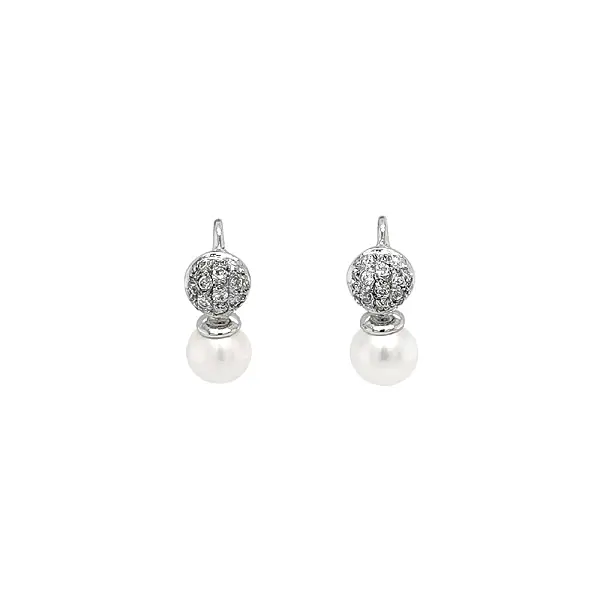 White Gold Pearl Earrings