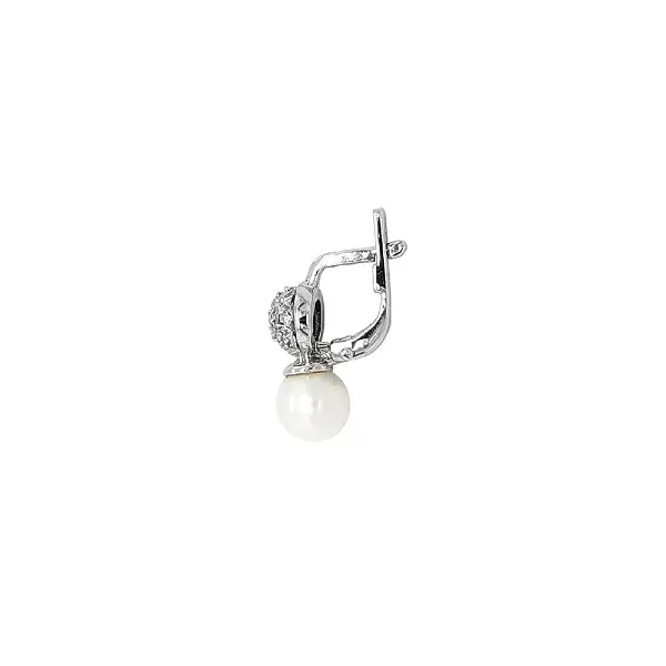 White Gold Pearl Earrings