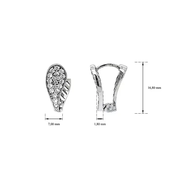 Earrings with White Gold Zircons