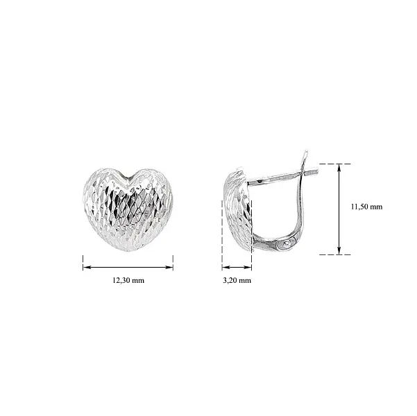 Elegant White Gold Heart Earrings