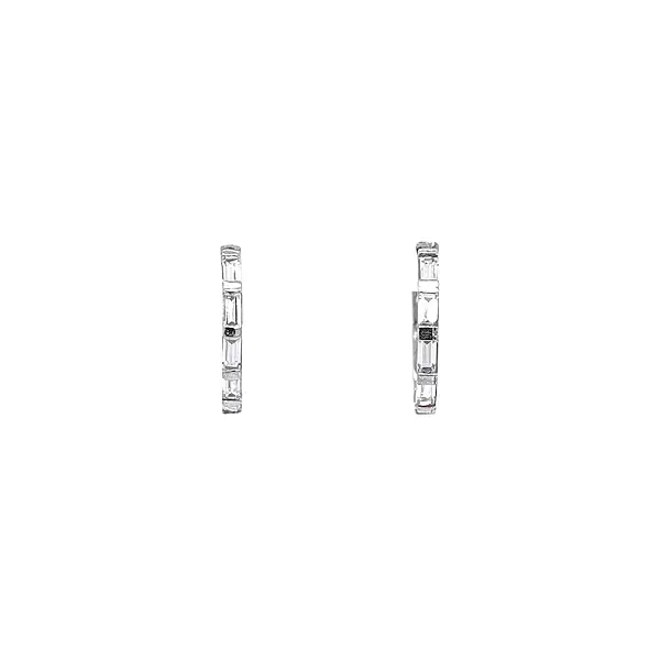 Modern Round Earrings in White Gold with Zircons