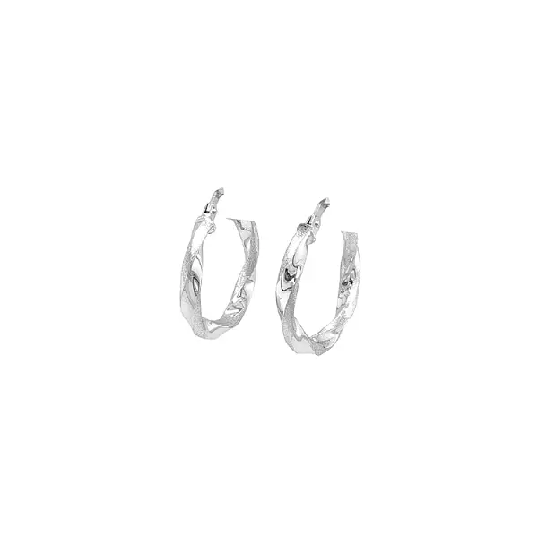 White Gold Round Earrings