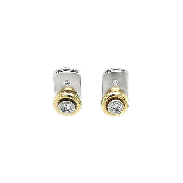 Elegant Two-Tone Gold Earrings with Zirconia
