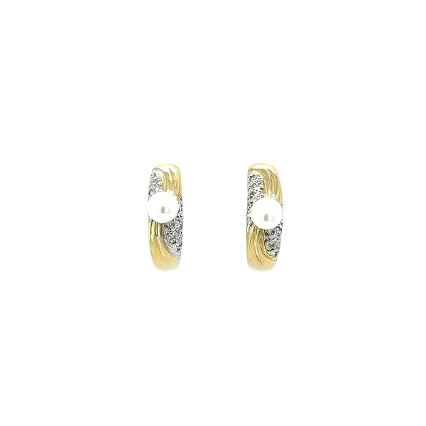 Gold Earrings with Pearl and Zircones
