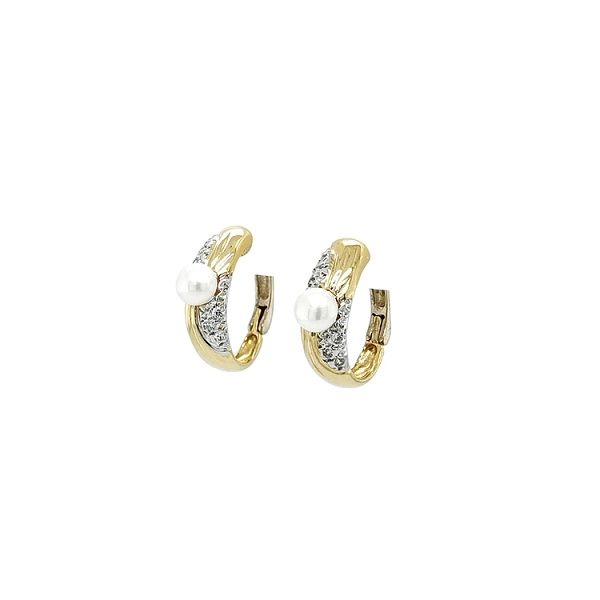 Gold Earrings with Pearl and Zircones