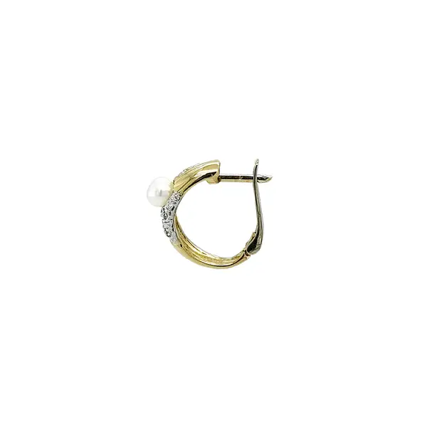 Gold Earrings with Pearl and Zircones