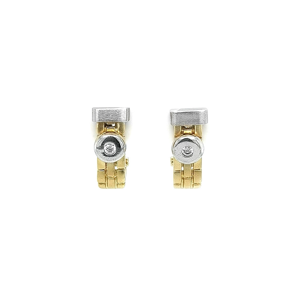 Elegant Two-Tone Gold Earrings with Zirconia