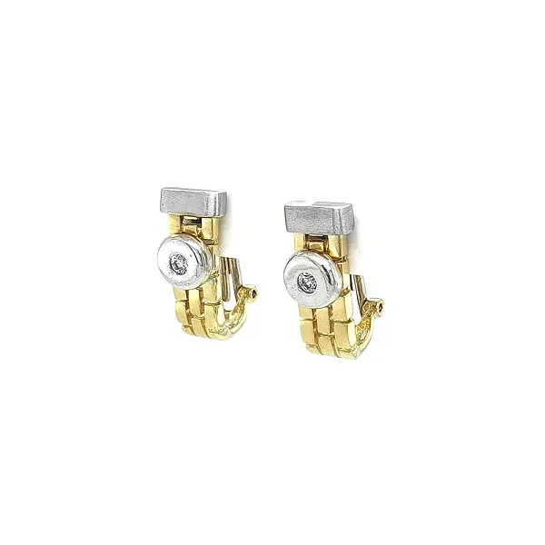 Elegant Two-Tone Gold Earrings with Zirconia