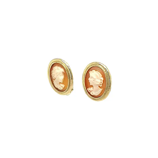 Luxury Gold Earrings with Historical Cameo