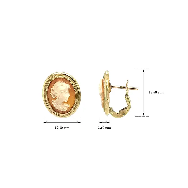 Luxury Gold Earrings with Historical Cameo