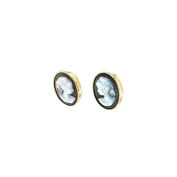 Luxury Gold Earrings with Cameo and Secure Clasp