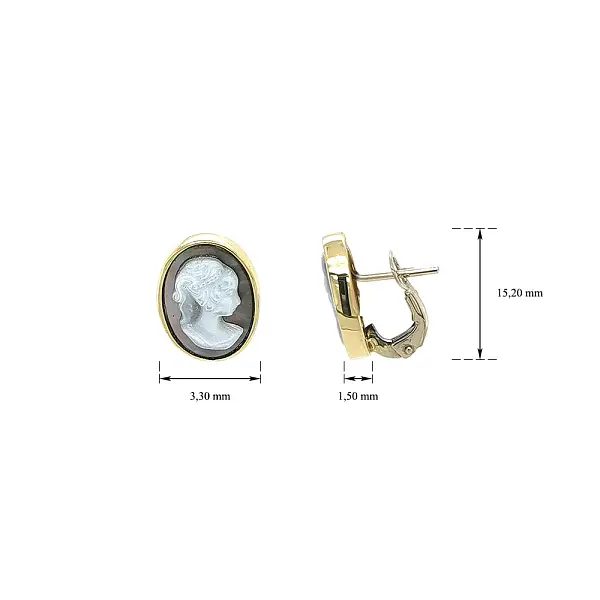 Luxury Gold Earrings with Cameo and Secure Clasp