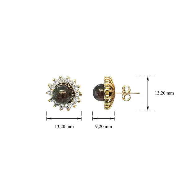 Gold Pecko Earrings with Brown Pearl