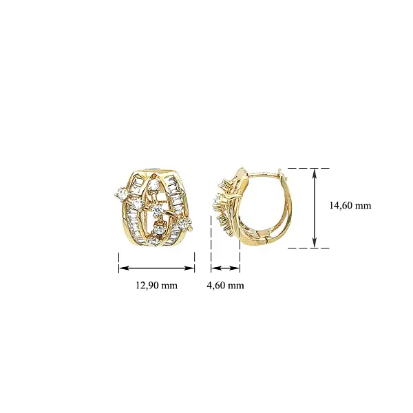 Gold Earrings with Zircons