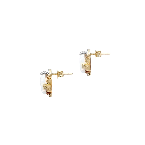 Gold Earrings with Opal and Zircones