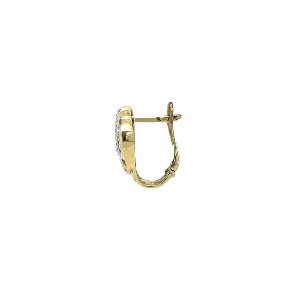 Gold Earrings in Heart Shape Decorated with Small Rhinestones