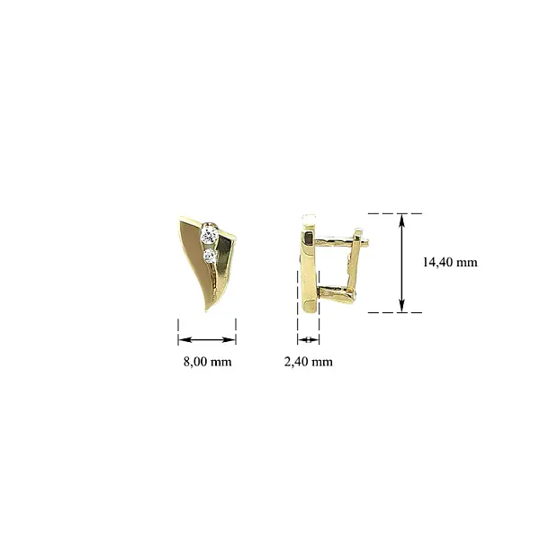 Gold Earrings with Zircons