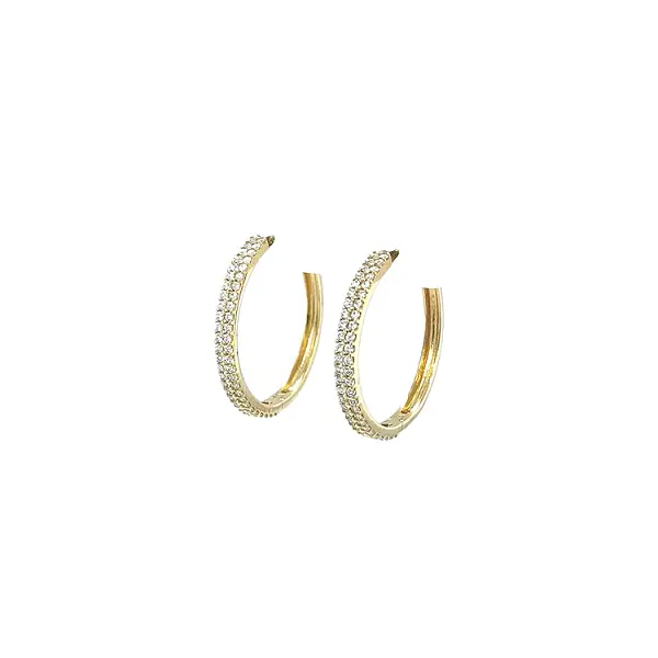 Gold Circular Earrings with Zircons