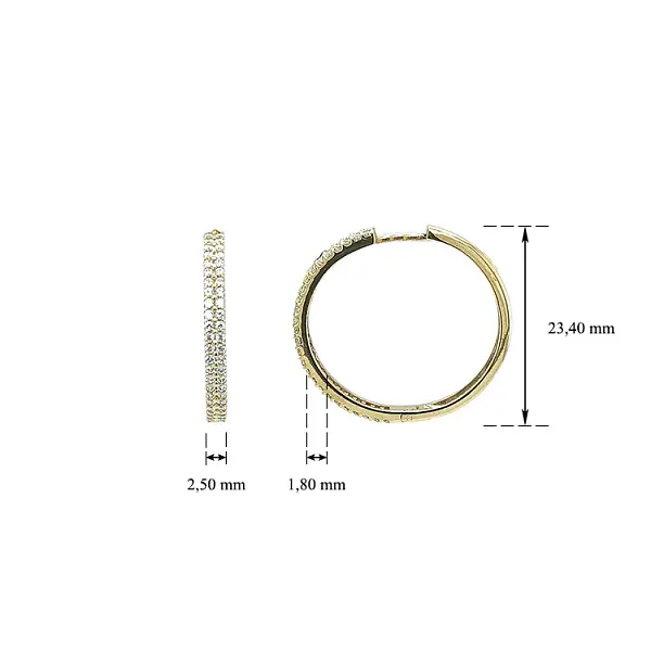 Gold Circular Earrings with Zircons