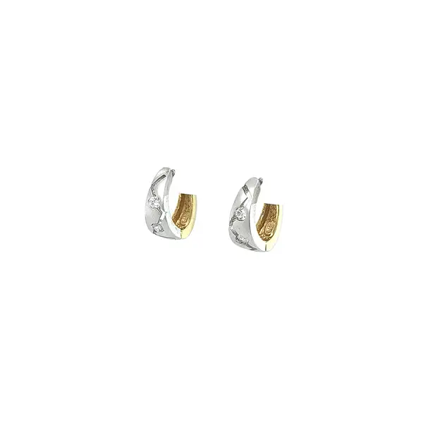 Gold Reversible Earrings with Zircones