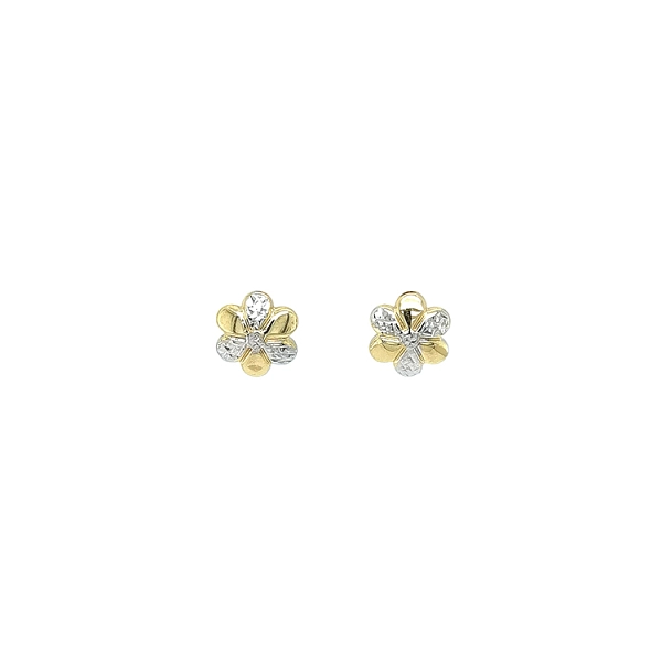 Earrings Flowers made of Combination Gold