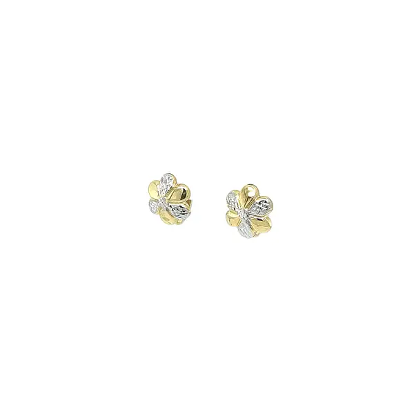 Earrings Flowers made of Combination Gold