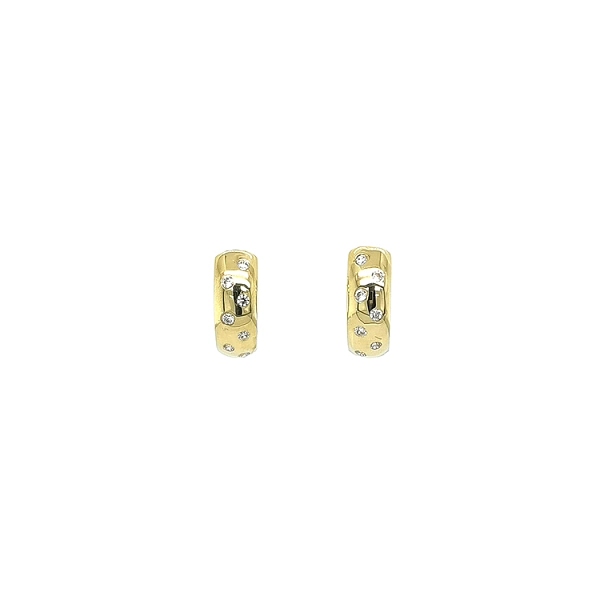 Gold Circular Earrings with Zircons