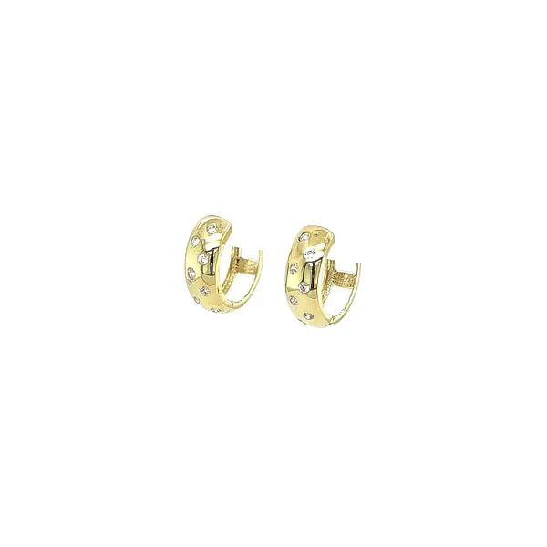 Gold Circular Earrings with Zircons